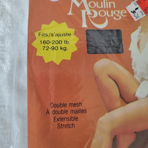 Vintage Moulin Rouge Queen Size Pantyhose. Grey. 160-200 Lbs - Picture 3 of 5